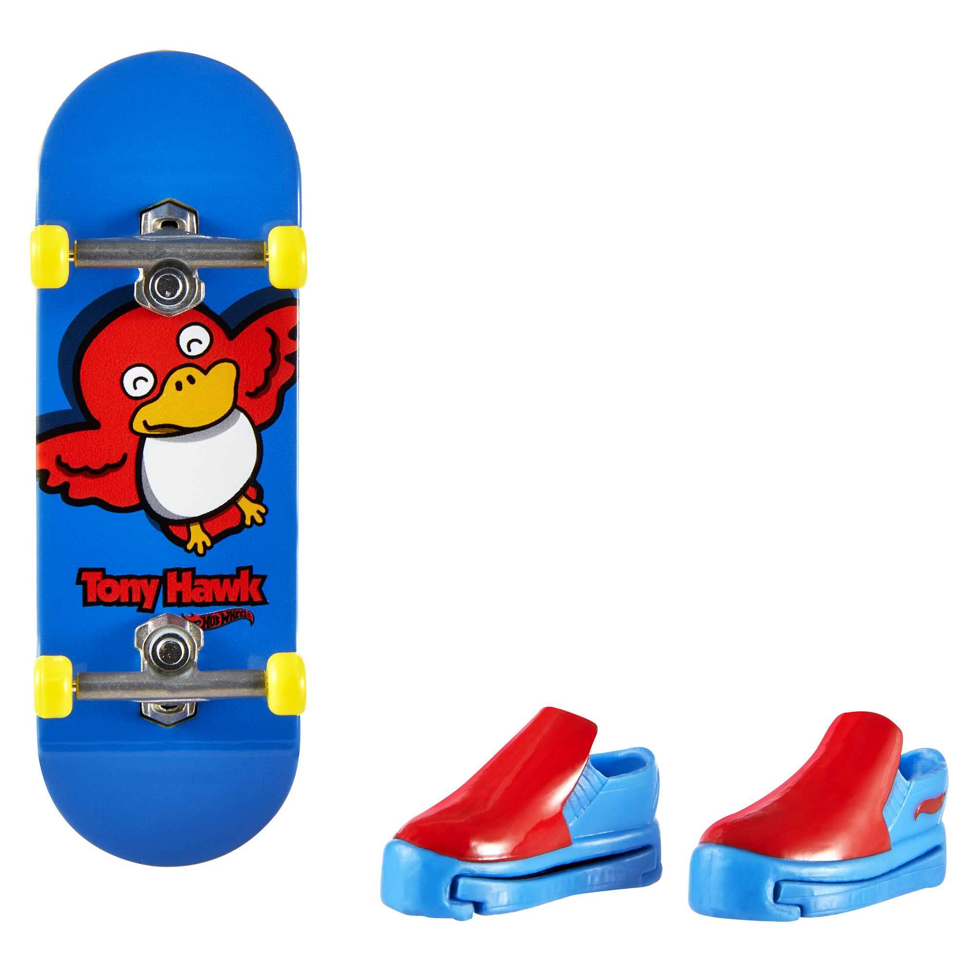 Hot Wheels Skate - Tony Hawk fingerboard e scarpe da skate removibili, progettato in collaborazione con Tony Hawk (Un set a sorpresa tra stili assortiti), giocattolo per bambini 5+ anni, HGT46