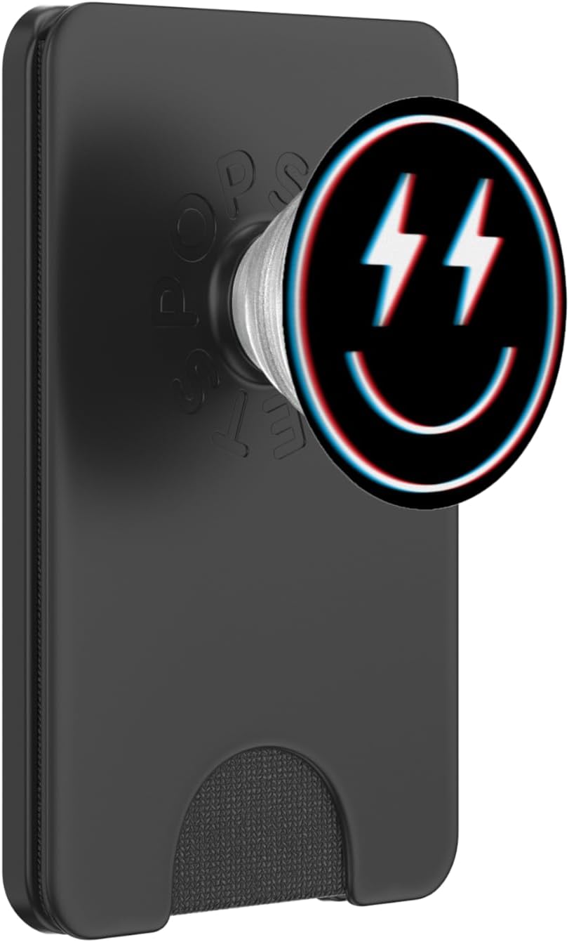 Glitch Happy Face Smile Lightning Bolts Eyes PopSockets PopWallet for MagSafe