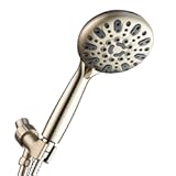 Handheld Shower Head&comma; 6 Spray Setting High Pressure Shower Head with Brass Swivel Ball Bracket and Extra Long Stainless Steel Hose&comma; Brushed Nickel&comma; 5"