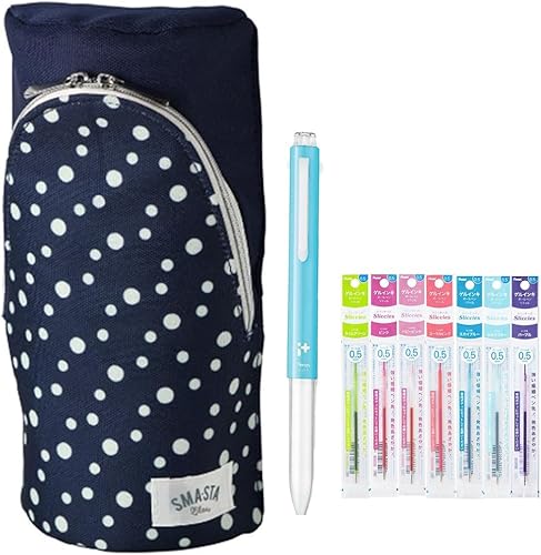 Sonic Sma-Sta Lilou - Estuche para bolígrafo y cuerpo de bolígrafo Pentel i+ paquete de 7 recambios, Azul marinoLunares, Viajes