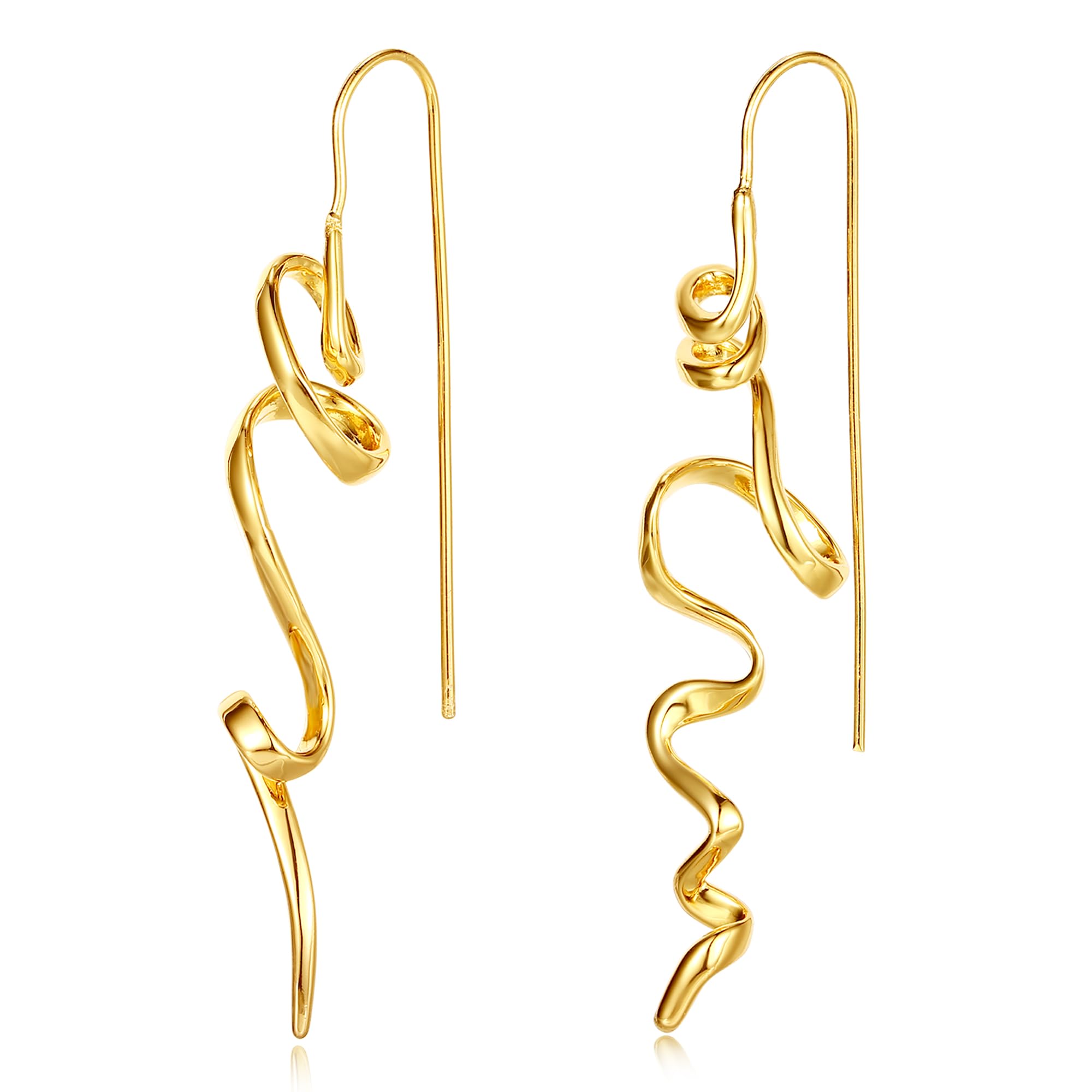 Earrings for Women Trendy Spiral Threader Earrings Hypoallergenic Silver Dangle Drop Earrings 14k Gold Unique Twist Simple Earrings Jewelry