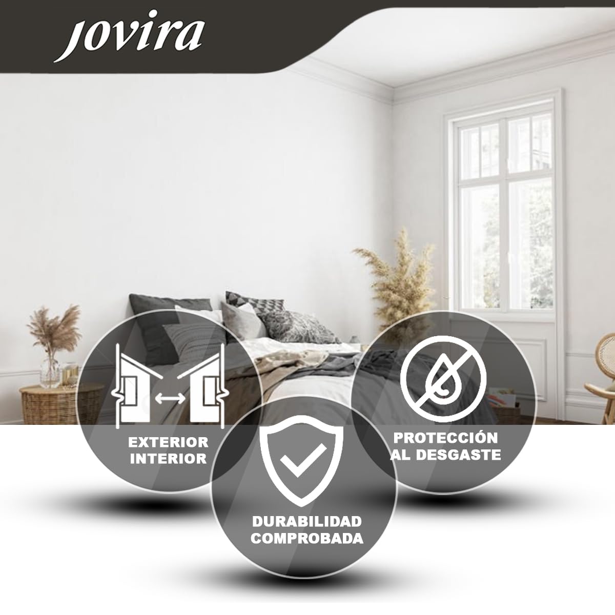 JOVIRA PINTURAS Pintura Mate Decoración. Blanco Liso. Interior-Exterior.Para paredes, techos y fachadas. (4 Litros) A-13