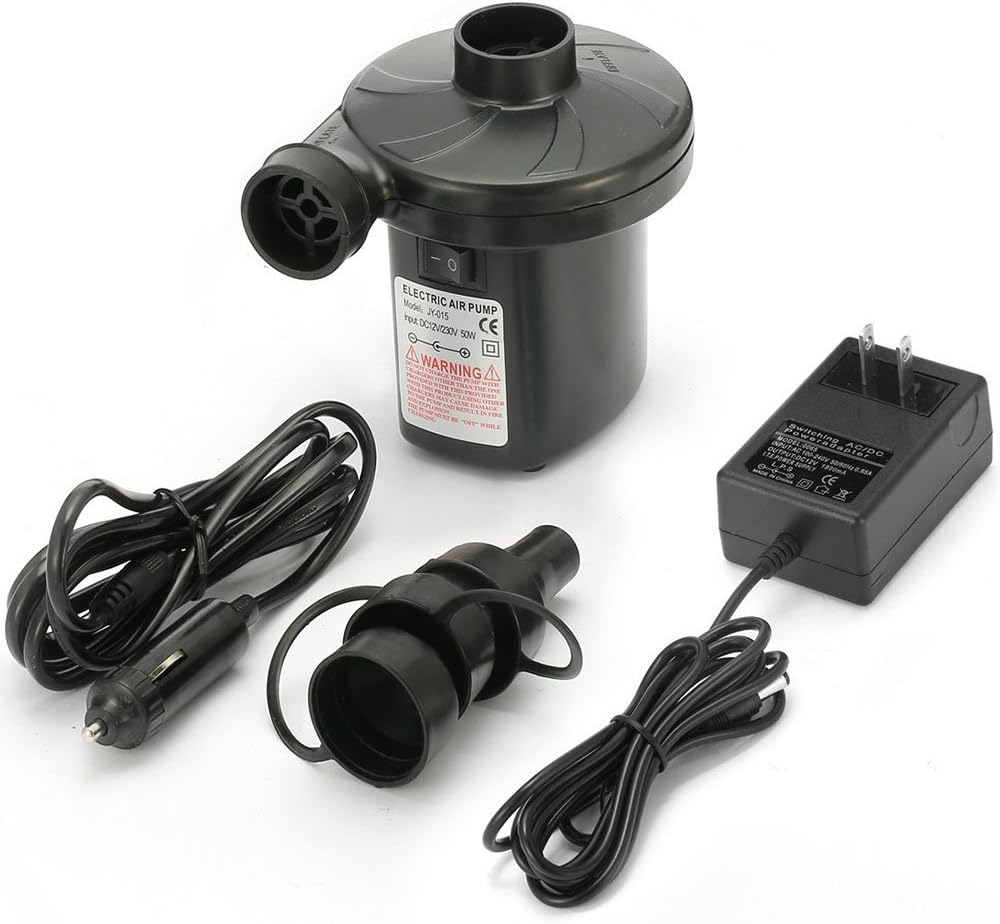 Portable Electric Air Pump for Inflatables - 120 Volt Ac Quick-fill Design with Three Nozzles