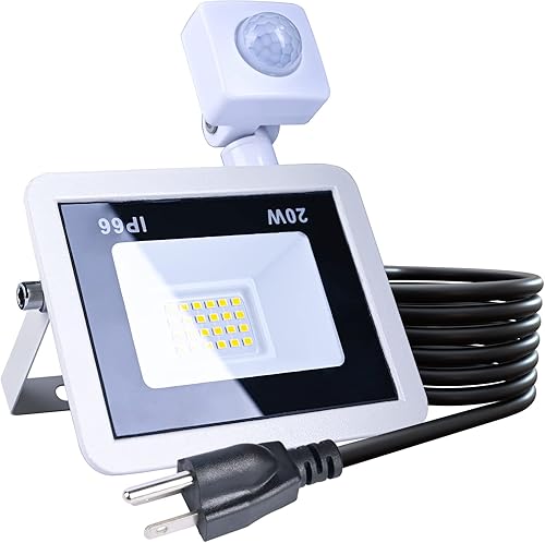 Miniatura 9 de MIWAT Paquete de 5 luces LED con sensor de movimiento de 20 W, foco de seguridad impermeable IP66 con PIR para pared, entrada, cuadrado, color marfil