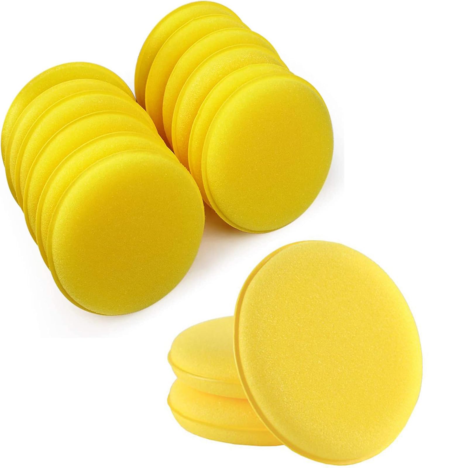 14 Pcs Polish applicator pads, 4 inch Round Soft Polishing Sponges, Auto Polishing Pads, Foam Car Wax Applicator Pads for Car Wax Applicator Pad, Yellow