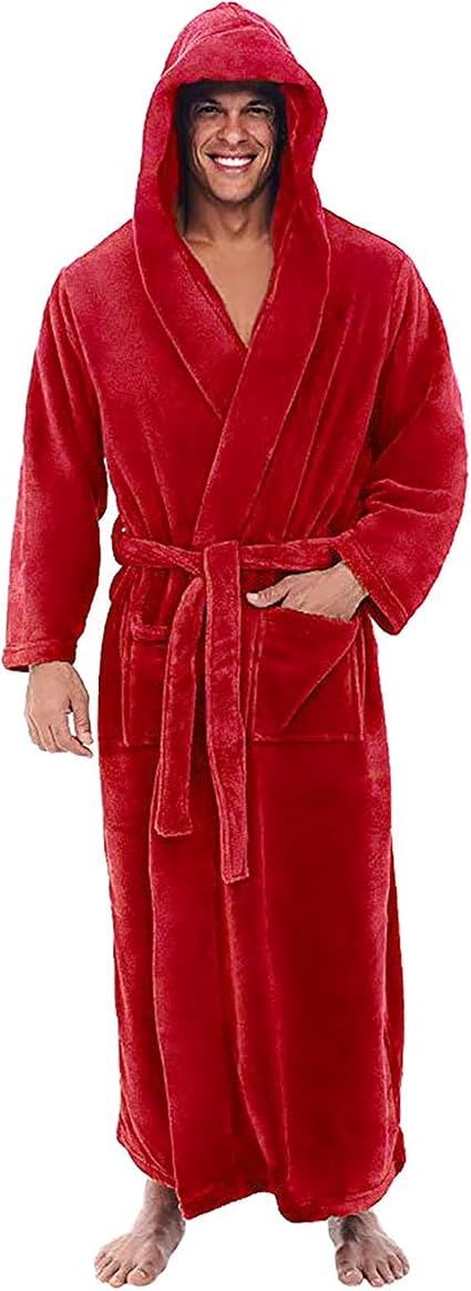 Peignoir De Bain Homme En Tissu Éponge – Capuche, Ceinture Et Poches | Chaud Et Doux Pour La Maison - 2