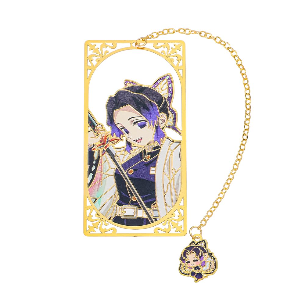 Demon Kamado Bookmark Page Mark, Anime Tanjiron Zenitsu Giyuu Kyoujurou Figure Reading Tool, Stationery Gifts for Reading Lovers Bookworm (Style F)