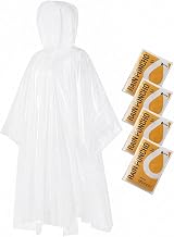 SaphiRose Disposable Adult Rain Ponchos 4 Pack Clear Emergency Raincoat | Value Pack, 100% Waterproof PE, One Size Fits Most Adults, Compact Individual Pouch, for Travel Theme Parks Emergency Kits