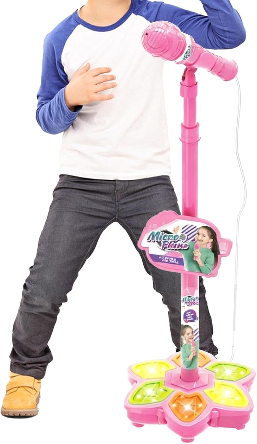 Toy Microphone for Kids - Wireless Karaioke Machine with Colorful Light,karaokeSinging Toy with Stand - for Boys Girls