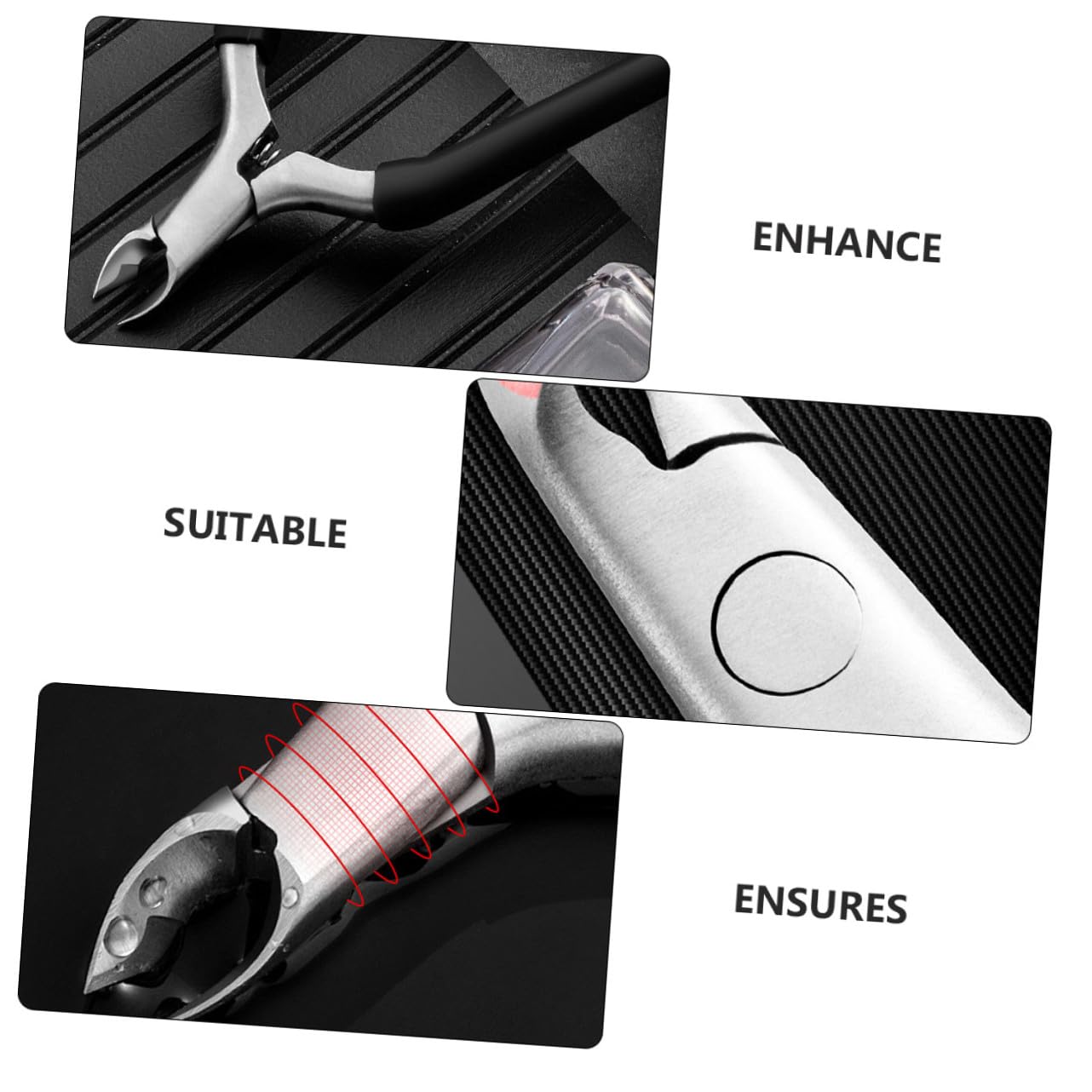 Mipcase 3pezzi Forbici Per Rimozione Cuticole e Morta Strumento Manicure Ergonomico Inossidabile Design Semplice e Pratico Per Uso Domestico e Professionale Nero