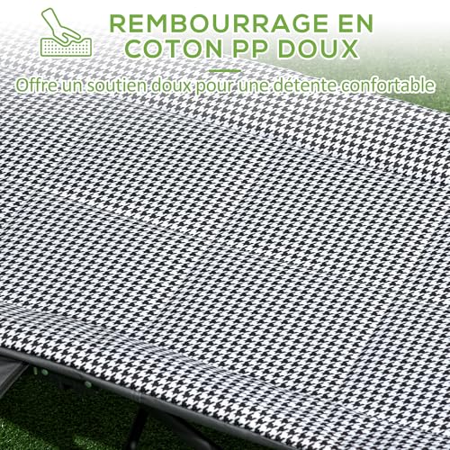Outsunny Lit de Camping Pliable Robuste pour Adultes, Charge Jusqu'à 250 kg, Lit de Voyage Portable 1 Personne avec Poche latérale, Porte-gobelet et Sac de Transport 68 x 190 x 48 cm, Noir – Image 5