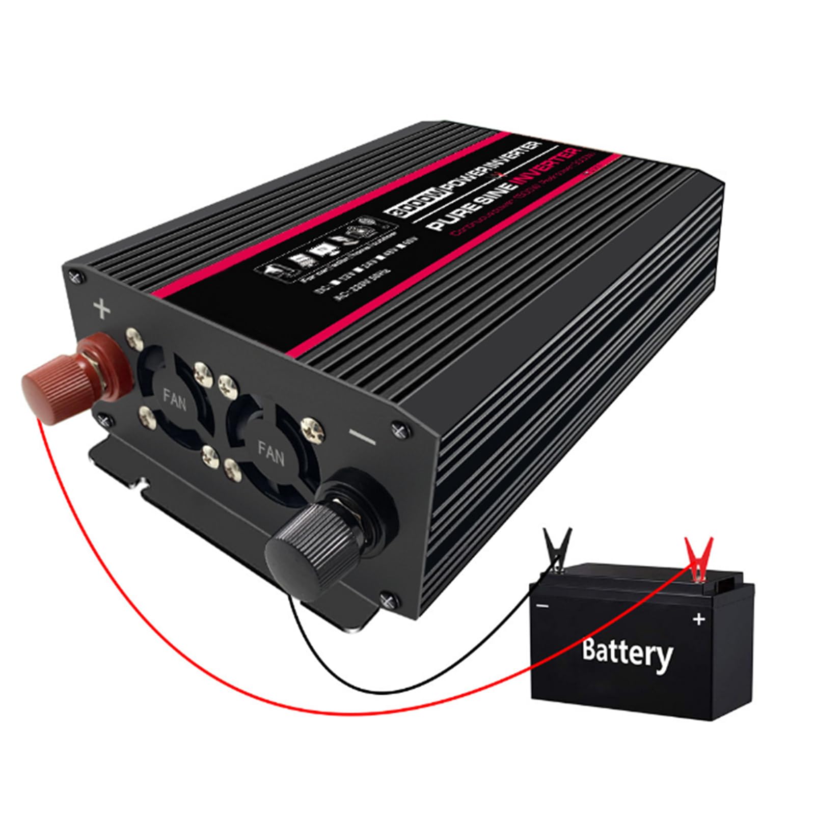 Hohe Effizienz 3000W Reine Sinuswelle Power Inverter DC 12V-60V Zu AC 220V/ 110V Konverter Solar Power Inverter mit AC Ausgänge & LCD Display,24v to 110v
