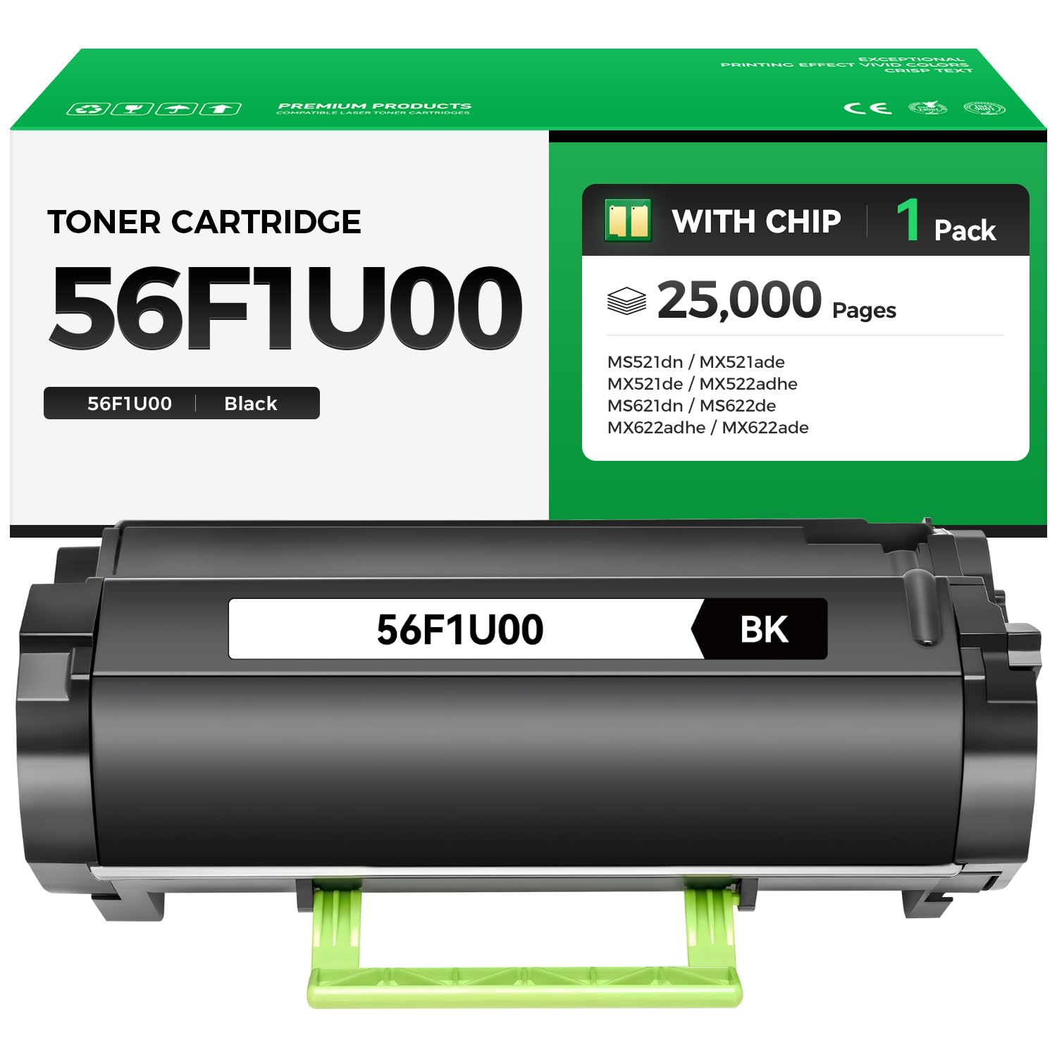 56F1U00 Black Ultra High Yield Toner Cartridge Replacement for Lexmark 56F1U00 Toner Compatible with Lexmark MS521dn MX521ade MX521de MX522adhe MS621dn MS622de MX622adhe MX622ade Printer All-in-One