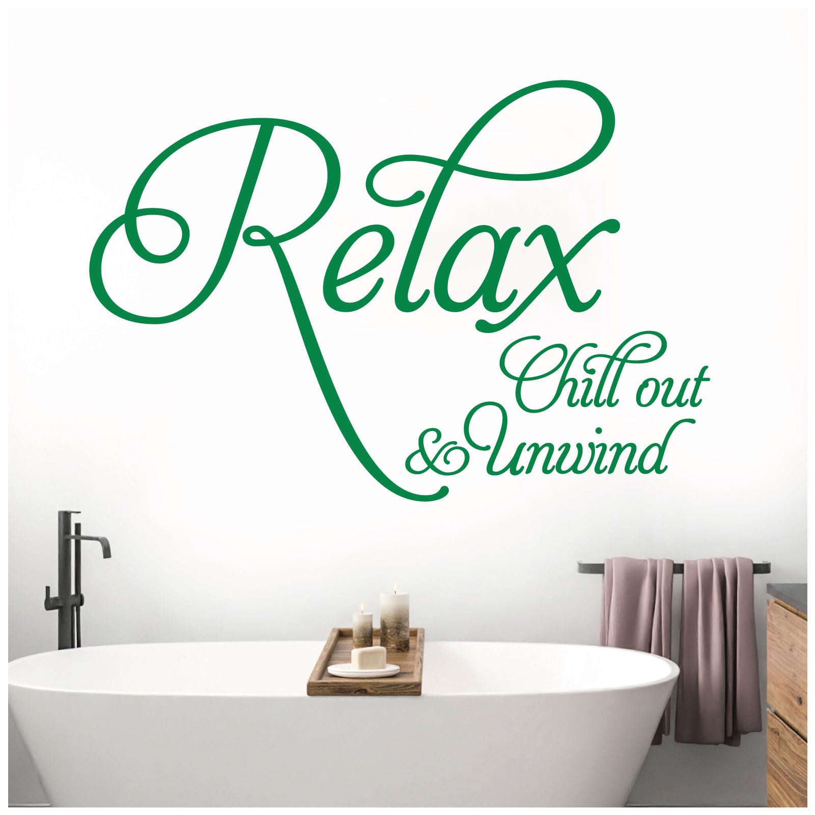 Relax, Chill Out, Unwind - Bathroom, Spa Wall Quote, Decal Wall Art Sticker [Medium] [Meadow] — image 1
