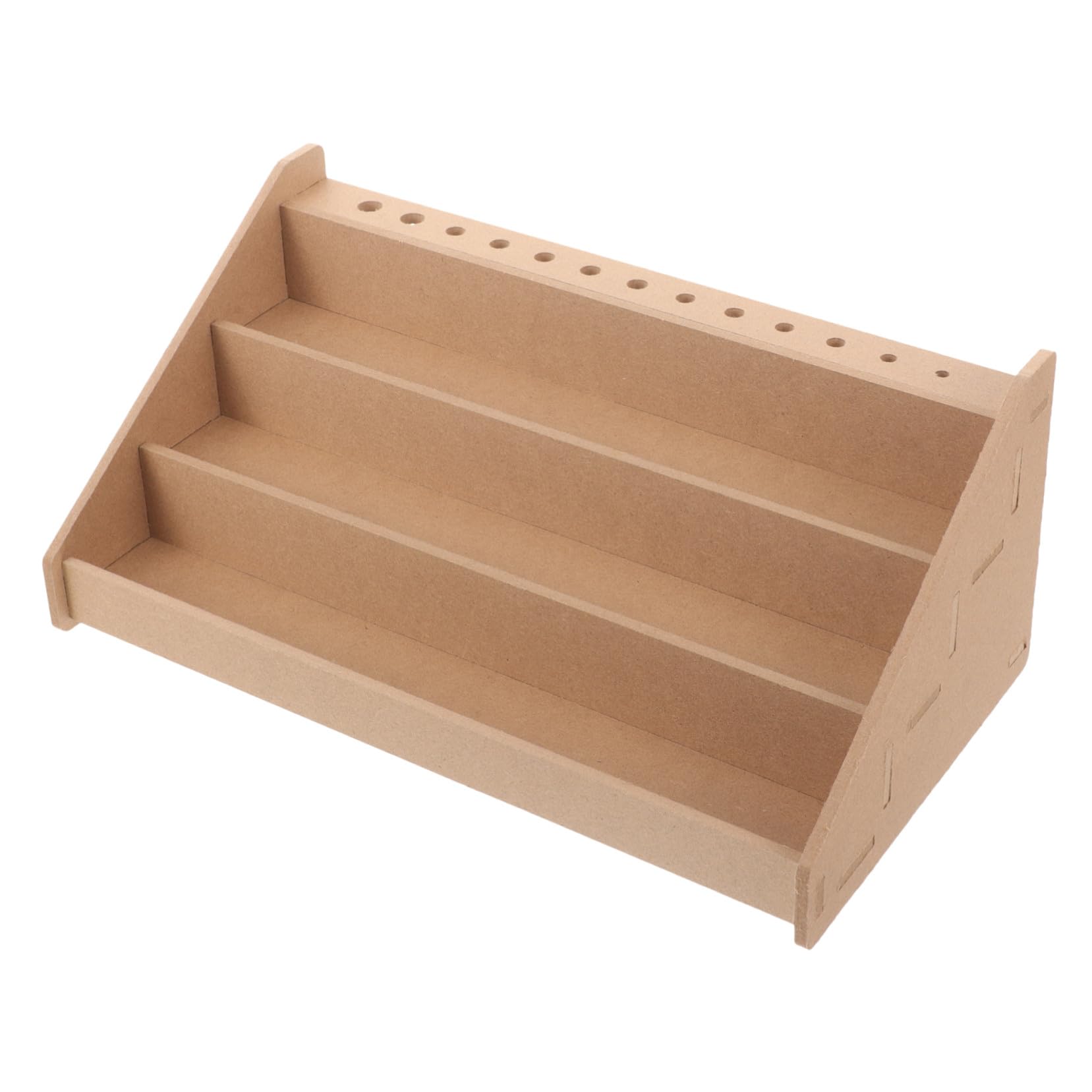 Organisateur de peinture acrylique en bois beige avec 13 compartiments pour table