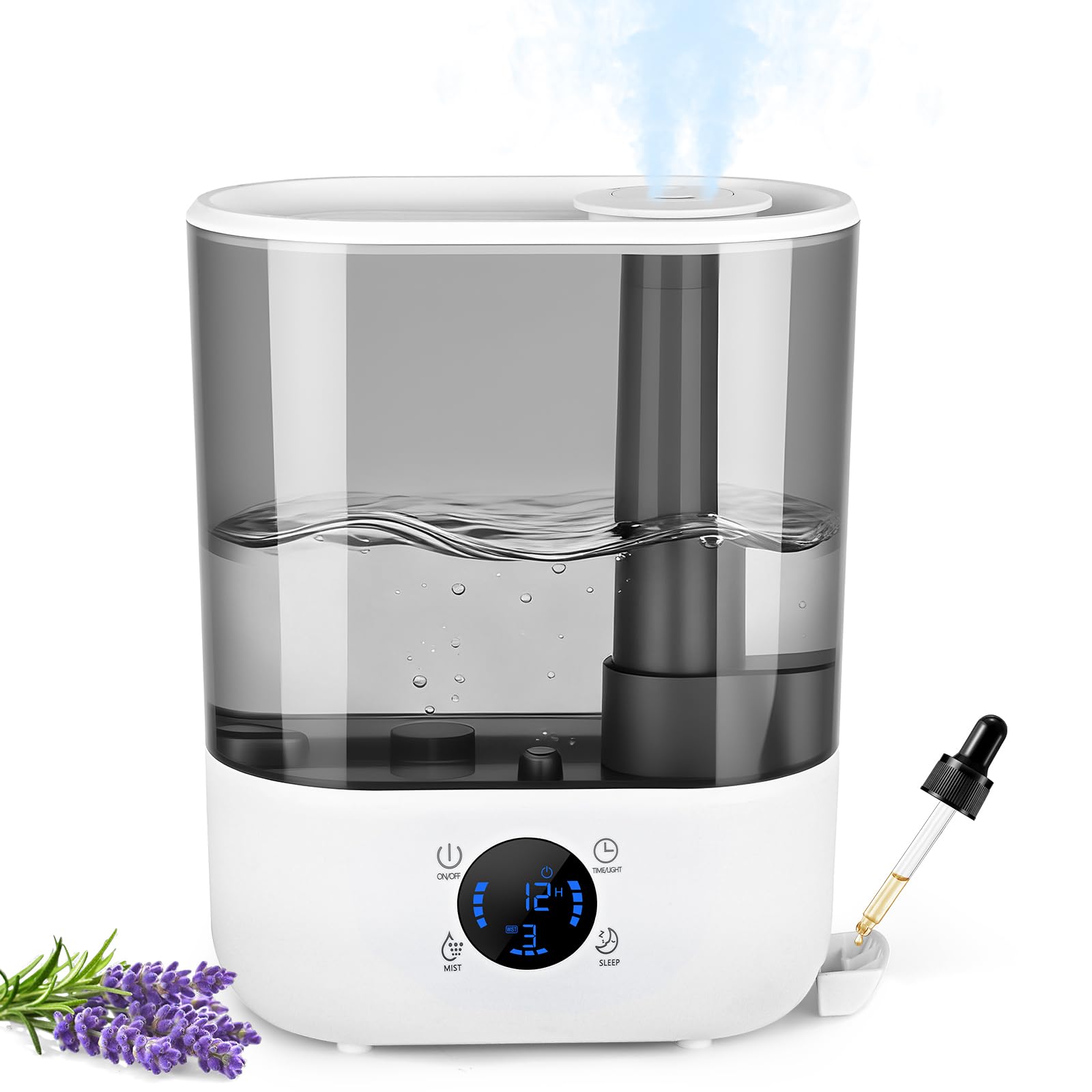 Humidificateur D'air 5,5 L GuKKK - Remplissage Par Le Haut, Diffuseur D'huiles Essentielles, Veilleuse, Minuterie 12h - Pour Chambre, Bébé, Plantes - 2