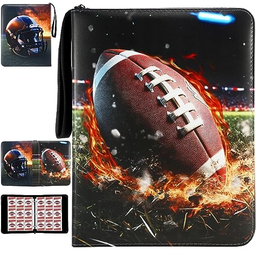 Image of 900 Pocket Football Card Binder with Sleeves, Multicolor, 9 Pocket with 50 Removable Sleeves Zipper Book Folder Collector Album 3 Ring Binder Organizer Storage Kids Gift
