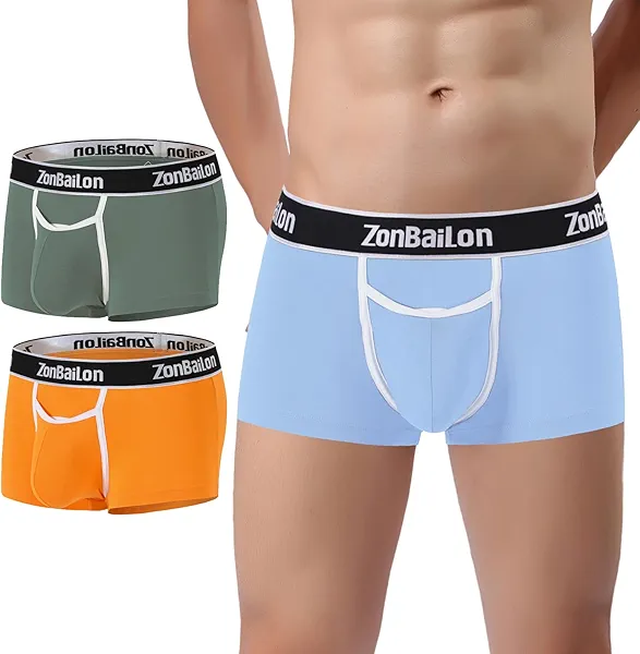 SUMABA Mens Underwear Boxer Briefs with Horizontal Fly