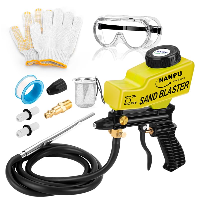 NANPU Light-Duty Air Sandblaster Gun Kit with Siphon & Gravi...
