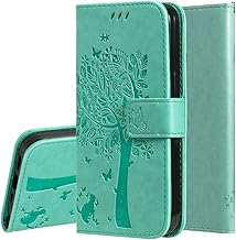 IMEIKONST Coque pour Samsung Galaxy J6 Plus, Protection Housse Porte Cartes Portefeuille Cuir Pochette Fermeture Magnétique Anti-Choc Étui à Rabat Compatible avec Samsung J6 Plus. Wish Tree Green KT1