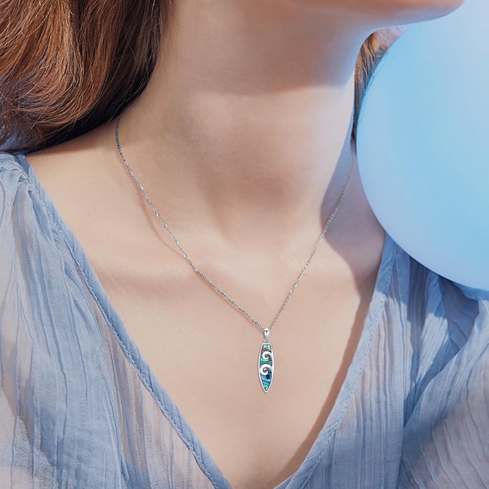 Amazon.com: KZX Surfboard Silver Necklace for Women 925 Sterling