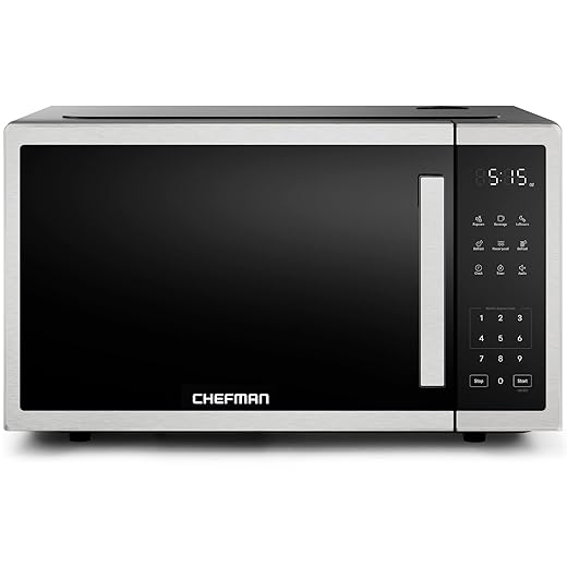 Chefman Countertop Microwave Oven 1.1 Cu. Ft., 1000 Watts with 10 Power Levels, 3 Cooking Presets with One-Touch Express Cook, 2 Defrost Settings, Child Safety Lock, & Mute Button – Stainless Steel