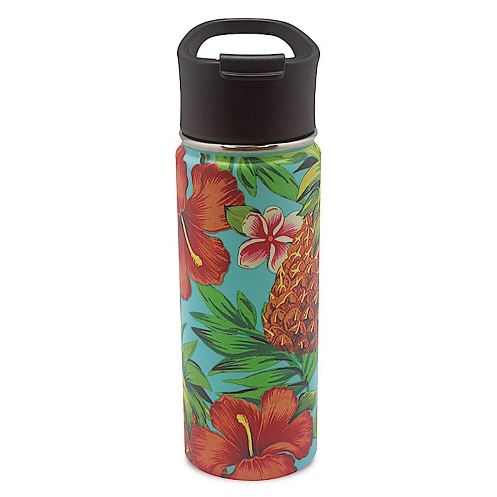 Hawaii Style Island Flask Tumbler Tropical Pineapple Teal