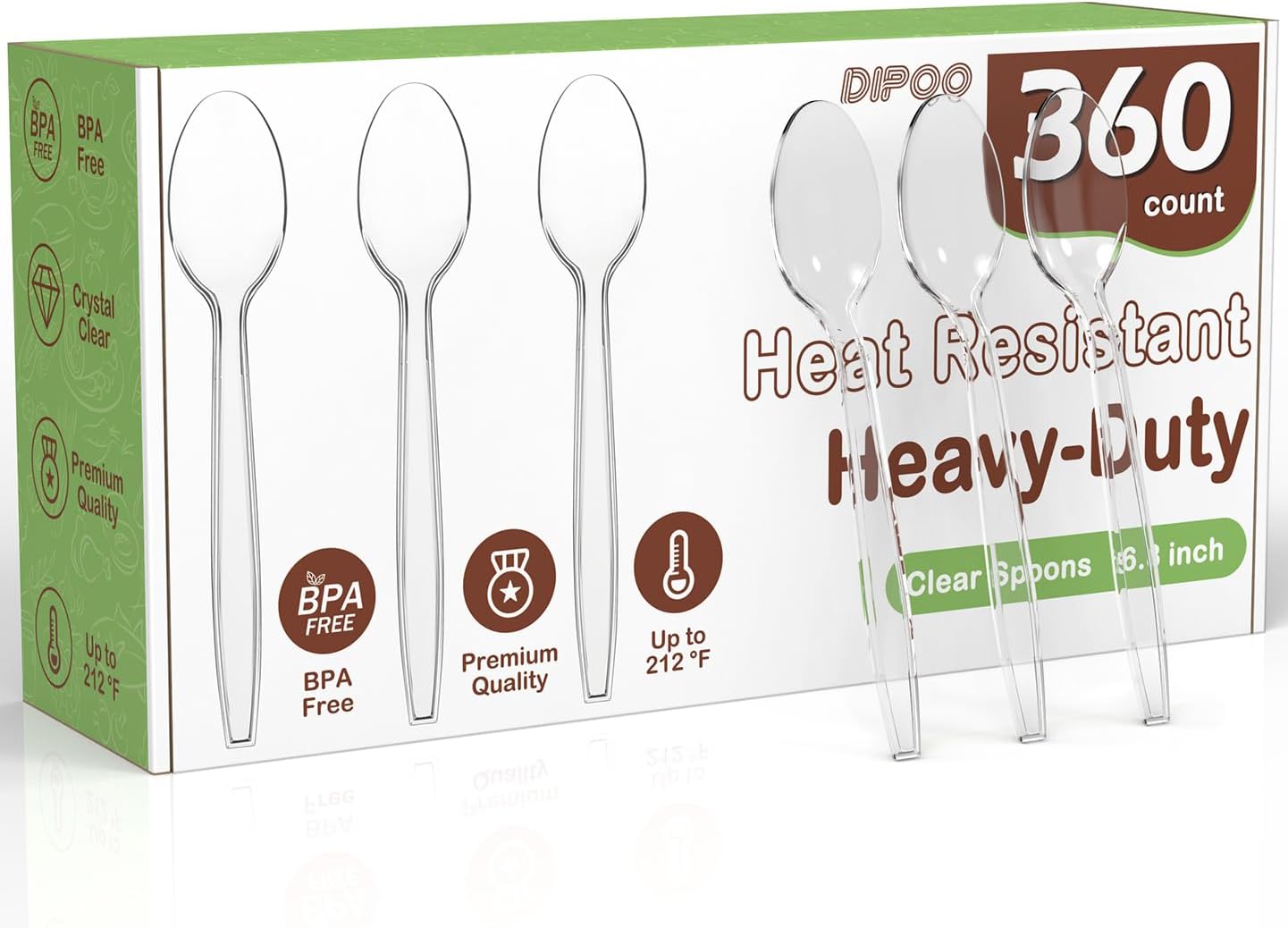 Clear Plastic Teaspoons 300 Disposable Tablespoons Heavy