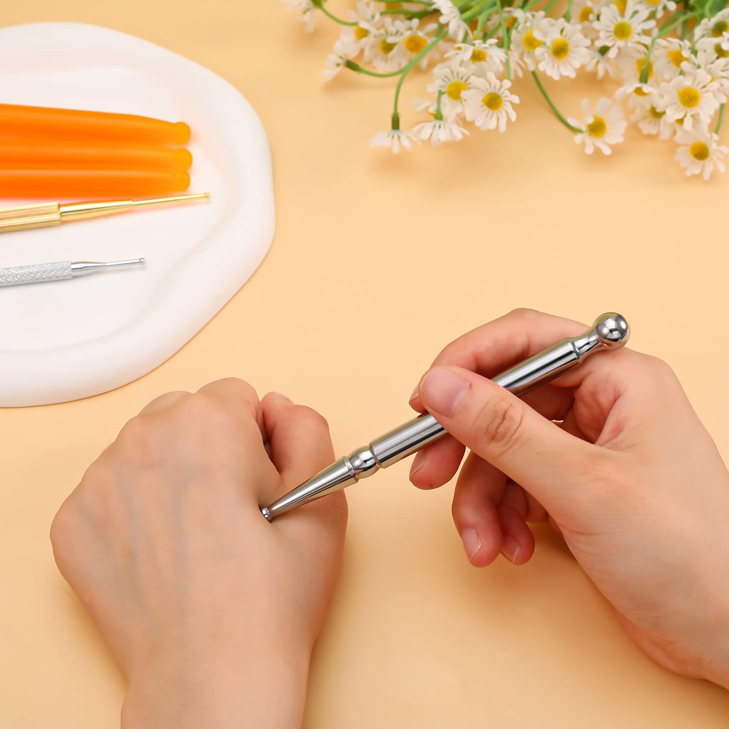 Teblacker 8Pcs Acupuncture Pen Stainless Steel Manual Acupuncture Pen Double Headed Ear and Body Point Probe Pen Trigger Point Acupuncture pens Facial Reflexology Massage Tool : Health & Household