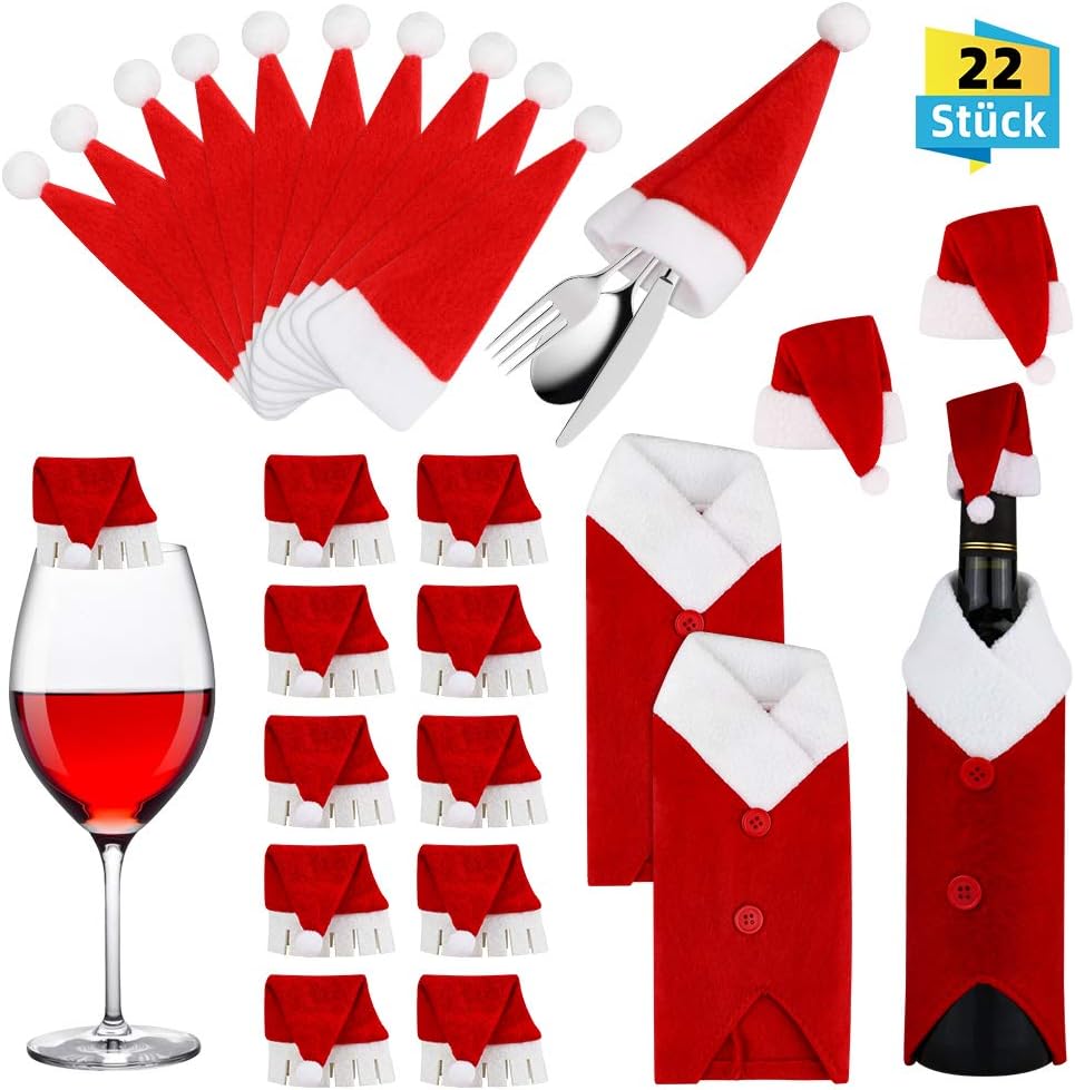 Boutihao Weihnachtsmann Besteckhalter 6 Stück - Festliche Tischdeko 18,5x11cm