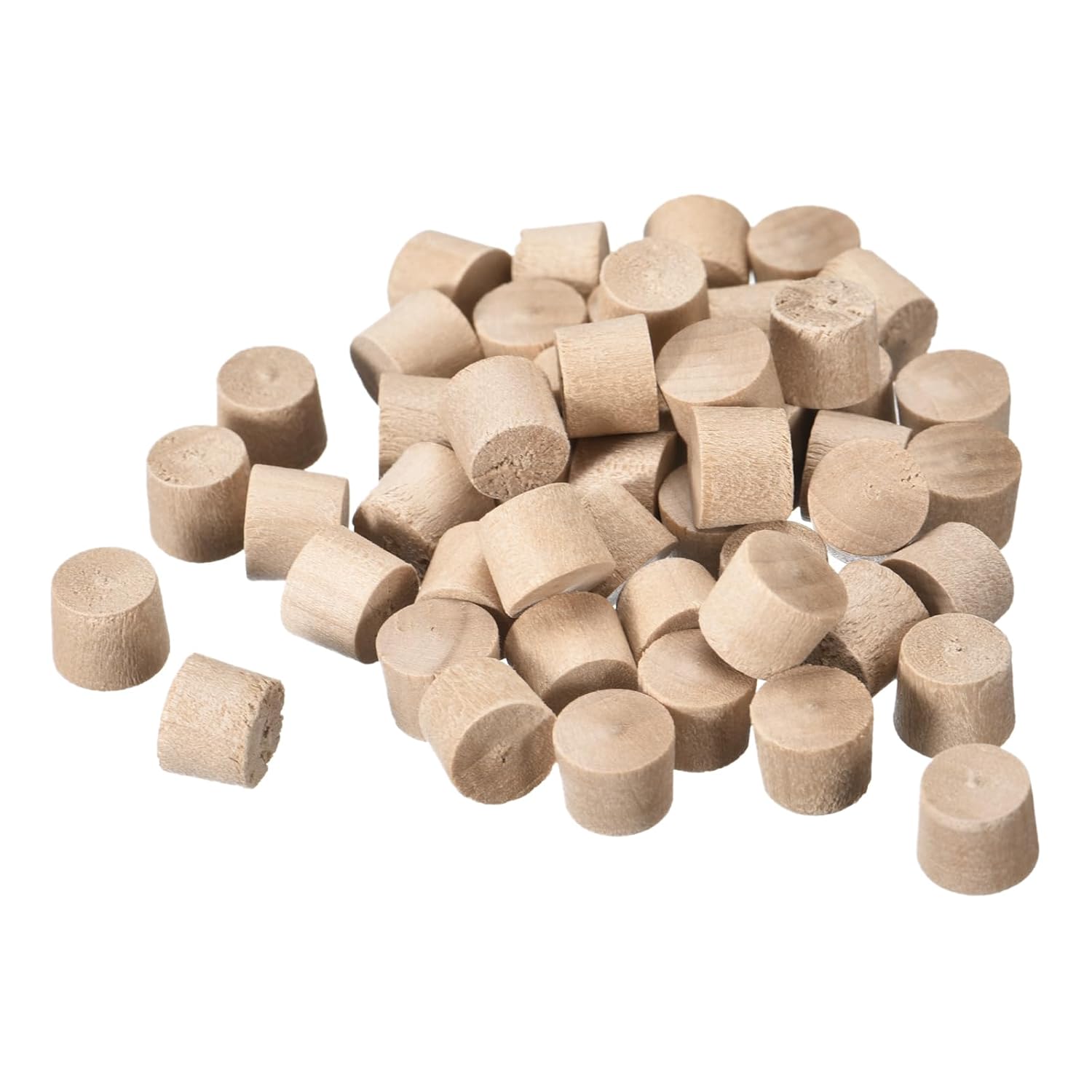 uxcell 100Pcs Flat Head Wood Plugs, 1-3/8 Inch Wooden Button Screw Plug Wood Plugs Screw Hole Covers for Furniture Tables Chairs