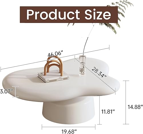 Miniatura 2 de Juego de 2 mesas auxiliares y mesa auxiliar nesting de nube, mesas centrales blancas irregulares modernas para sala de estar, mesas auxiliares de