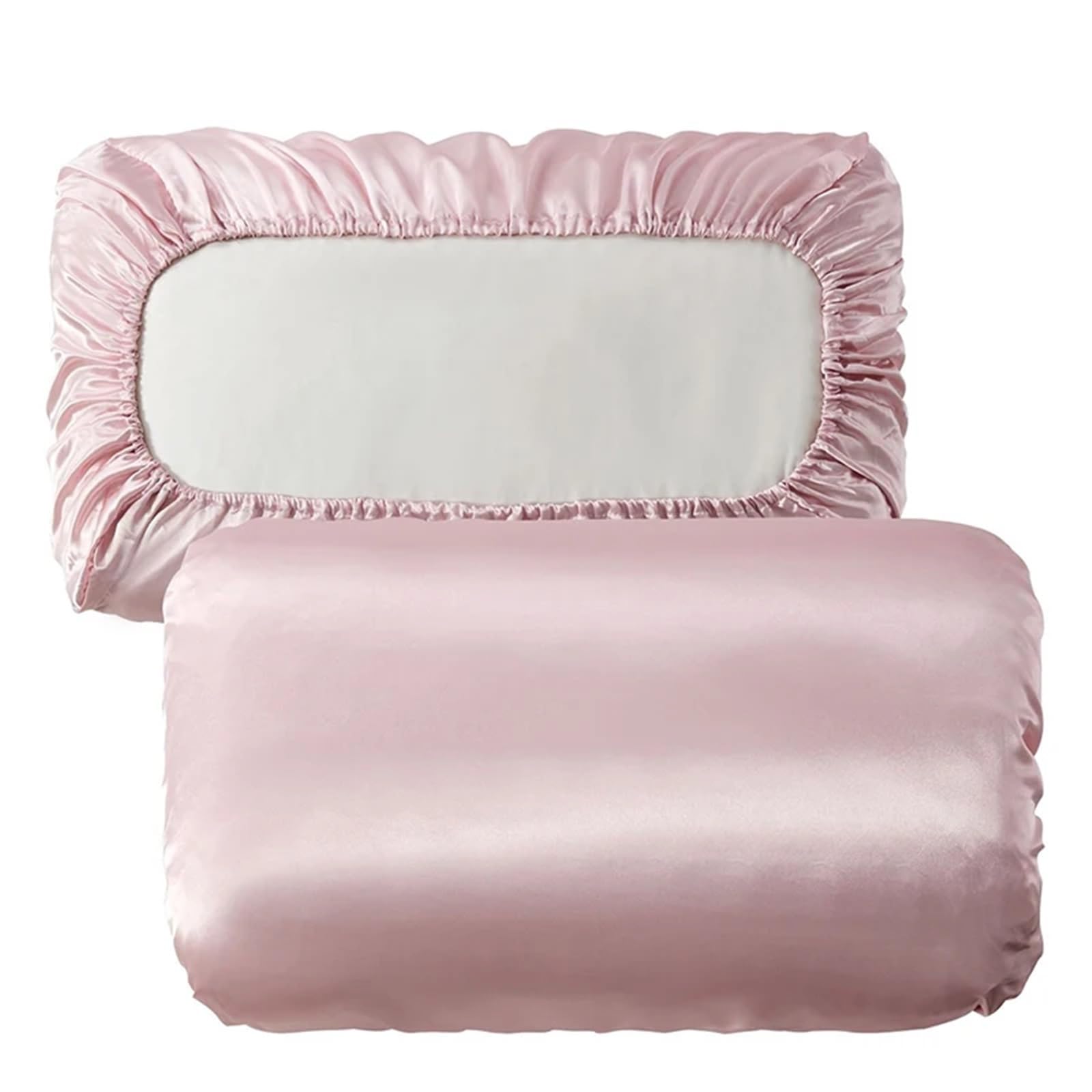 LYXYGMV Silk Pillow Cover Solid Comfortable Smooth Satin Pillowcase for Bedrooms(Pink,50x75cm (19x29in) 2pc)