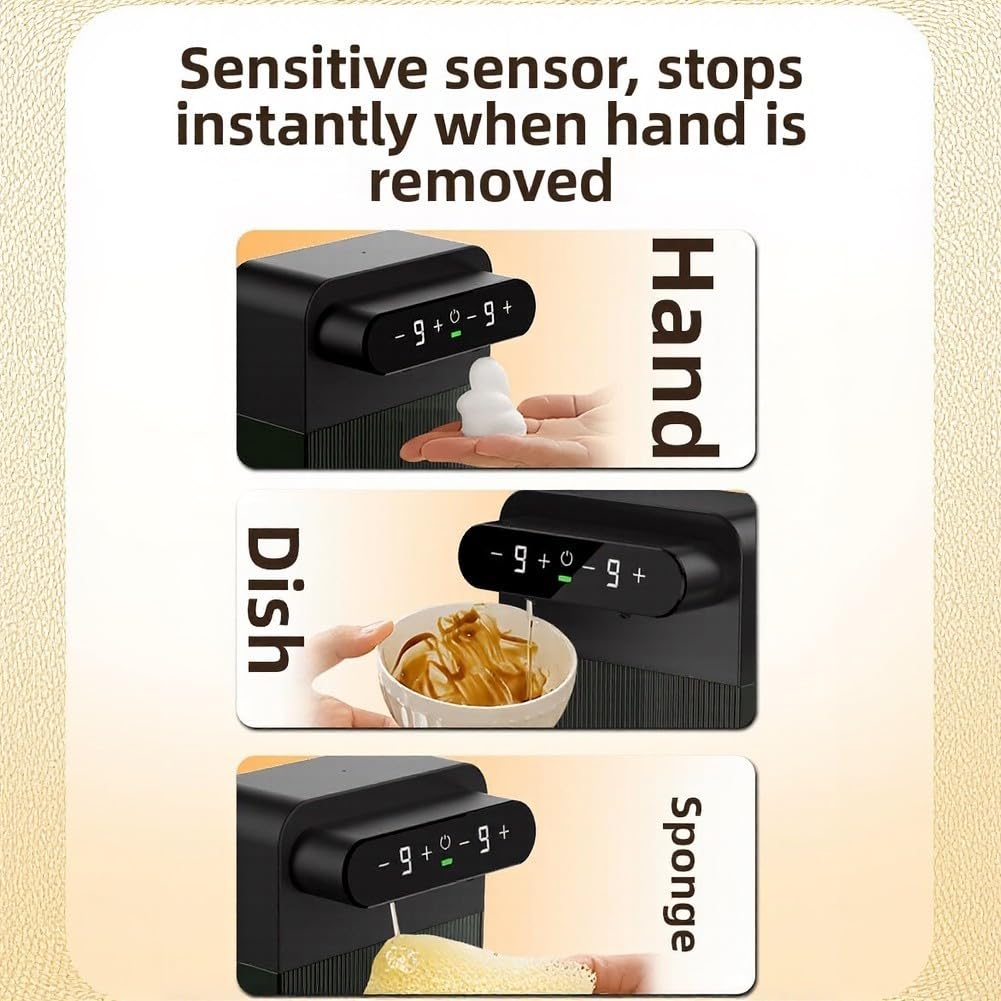 Dispenser automatico di sapone liquido senza contatto, dispenser elettrico intelligente di sapone liquido con sensore per cucina, set impermeabile dispenser manuale azionato (A)