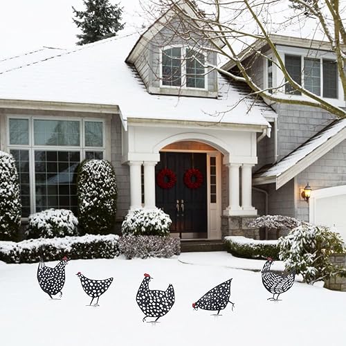 Miniatura 6 de AOZITA 5 piezas de 13 pulgadas de metal para patio de pollo para jardín, estaca decorativa hueca de animales de gallo, estatua de silueta, camino,