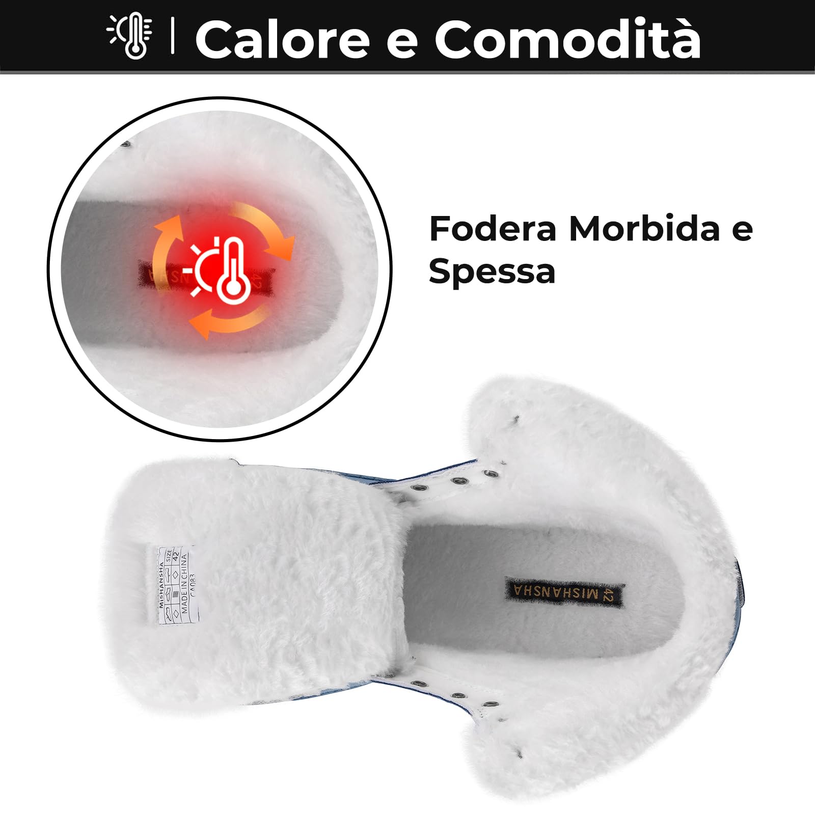 Mishansha Stivali da Neve Uomo Inverno Scarpe Pelliccia Donna Caldi Scarponcini Trekking Imbottiti 36-48