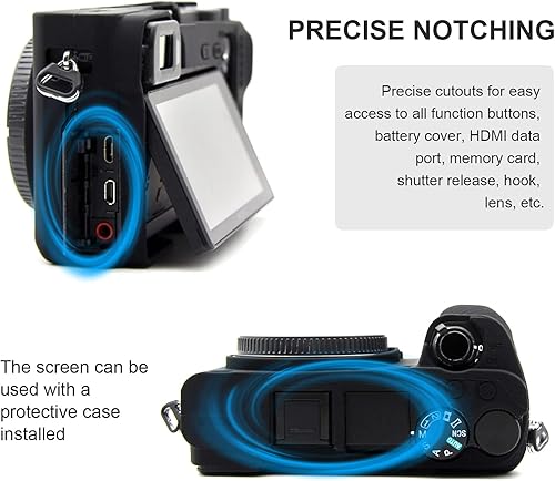 Miniatura 5 de Funda para cámara digital Sony Alpha A6500 ILCE-6500, carcasa de silicona suave antiarañazos, cubierta protectora de piel (rojo)