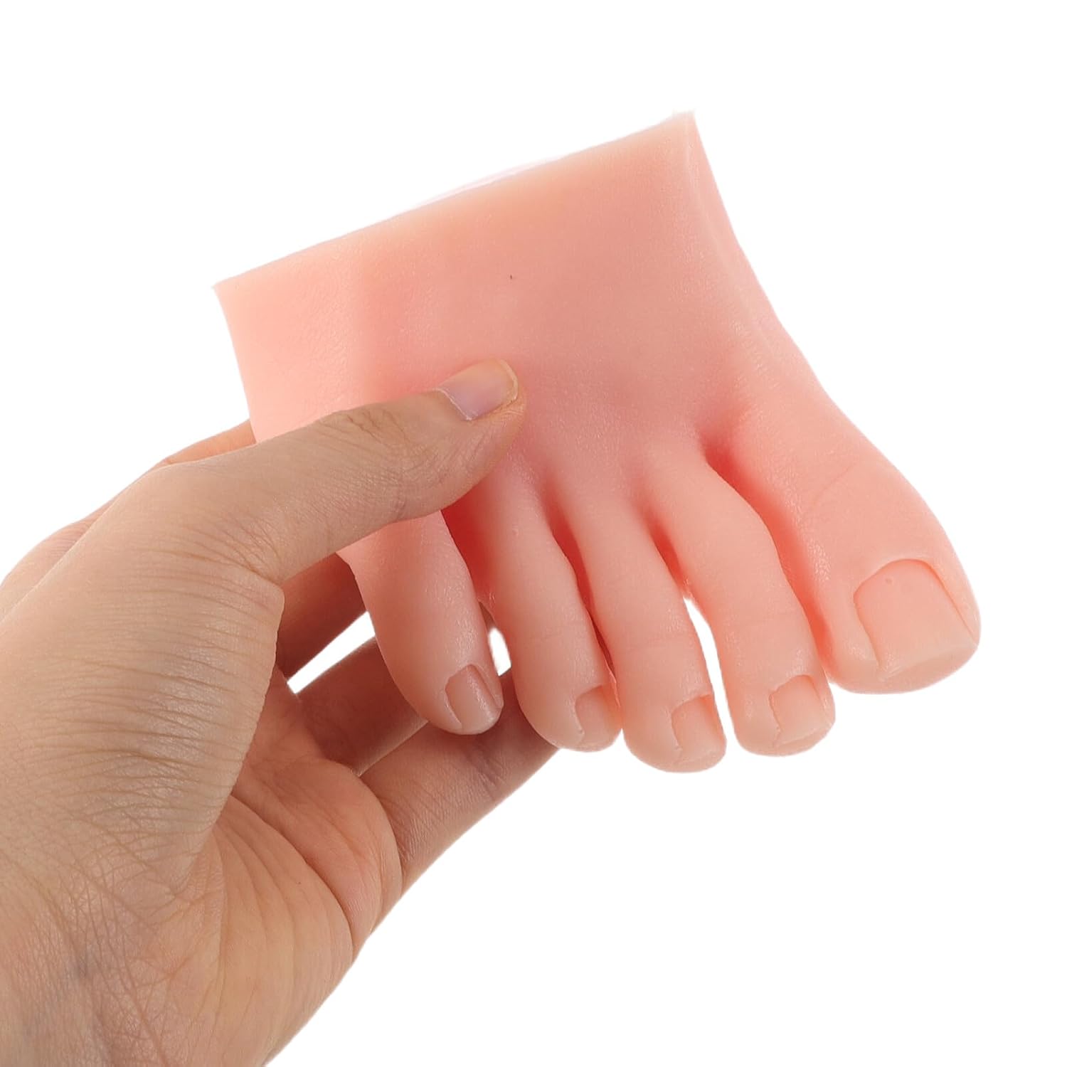 SEWACC Silicone Manicure Practice Foot Model for Nail Art Training, Soft Reusable Faux Right Foot with Acrylic Nail Tips, Flexible Pedicure Tool for Beginners and Professionals