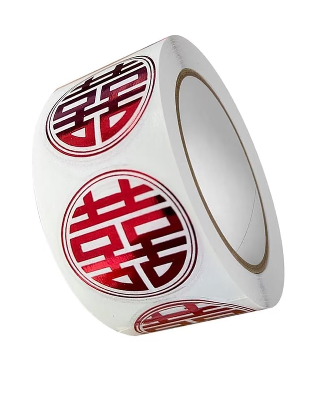 500 Pieces Roundness Chinese Red Double Happiness Roll Stickers for Envelopes, Decoration Supplies for Wedding, Cards, Gift Bags, Parties Presents