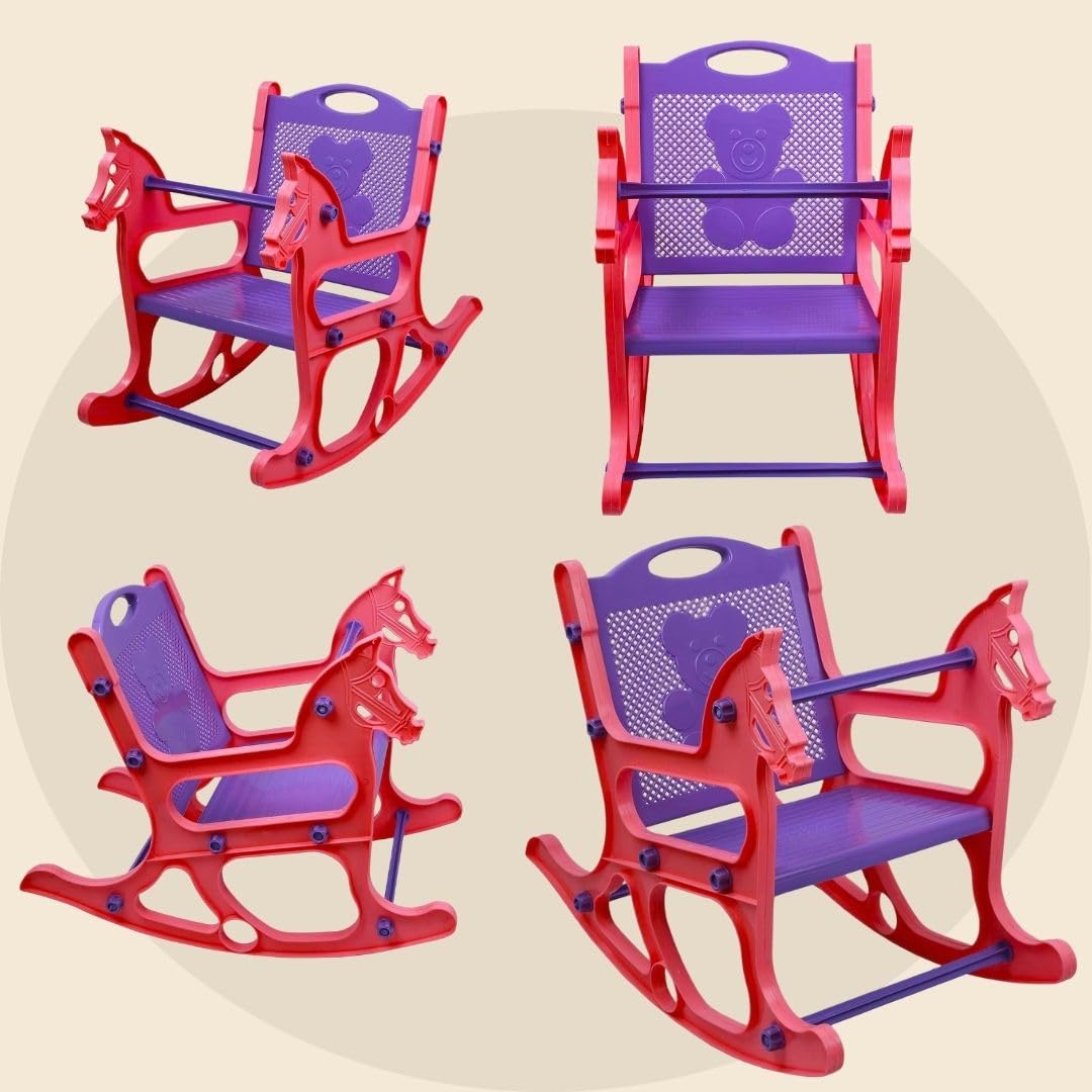 Baby Rocking Plastic Chair for Kids | Toddler Folding Reclining Seat | Swing Motion Sleeping Feeding Eating Sitting Playing Relaxing | Lightweight Portable | Age 6 Months to 3 Years (VIOLET/PINK) 3