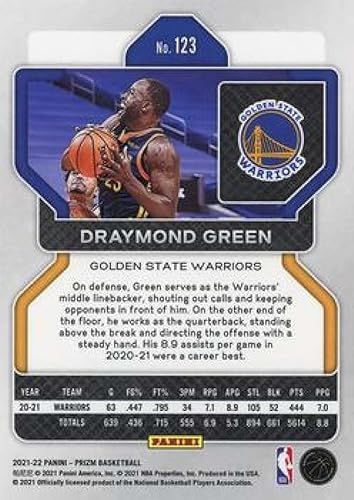 Miniatura 2 de 2021-22 PANINI PRIZM #123 DRAYMOND GREEN GOLDEN STATE WARRIORS BASKETBALL OFFICIAL TRADING CARD OF THE NBA