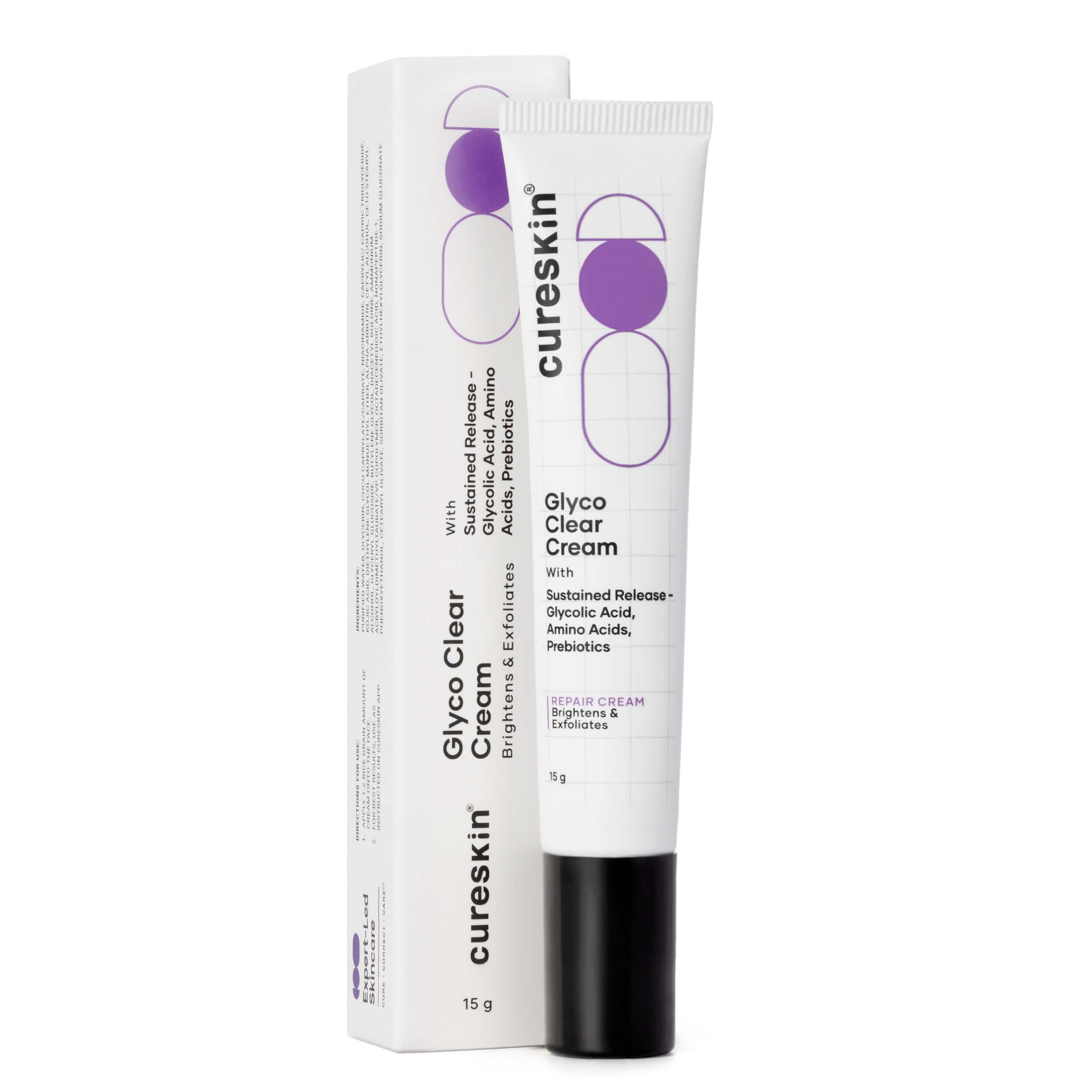 Cureskin Glyco Clear Cream | Repair Cream with Sustained Release | Glycolic Acid, Amino Acids and Prebiotics