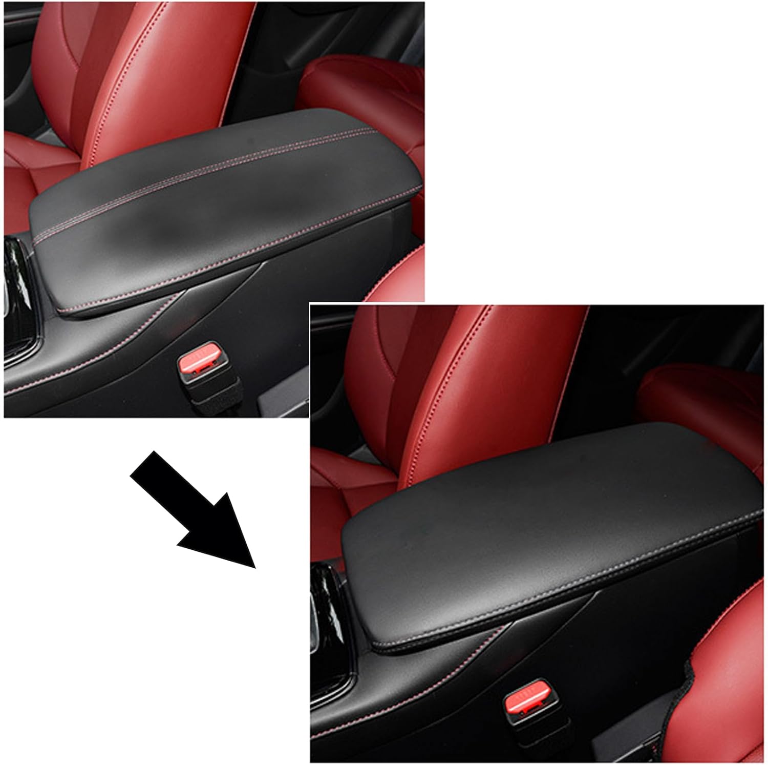 O SHI CAR Center Console Armrest Cover for Mazda CX-30 CX30 CX 30 2020 2021 2022,Leather Middle Console Lid Cover Pad Protector Elbow Arm Rest Covering Car,Black Gray