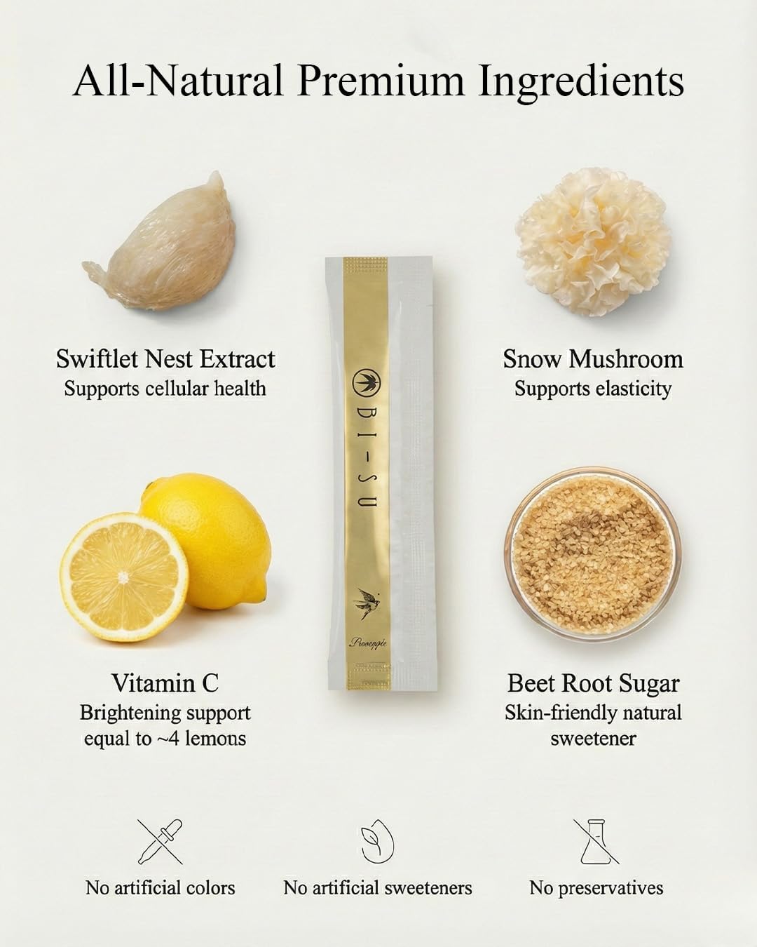 BI-SU Bird's Nest Essence Collagen Jelly Stick with Vitamin C, Fish Collagen Peptides, Anti Aging, Maintain Skin Elasticity, Immunity Support, Japan Beauty Skin Care Secret, Pineapple Flavor, 7 PCS - Image 5