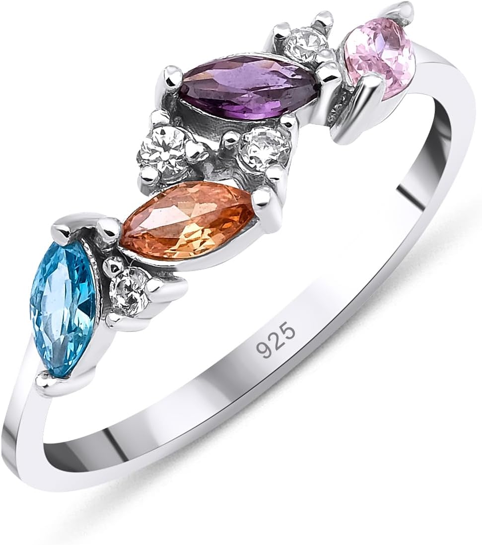 1-4 Marquise Birthstones Unique Ring, Minimalist Gift, Handmade Family Ring, Gold Silver Custom Ring, Personalized Gift, Mothers Day Gift, 14K gold & 925K Silver Ring