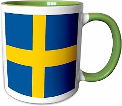 3dRose Sweden Flag 11oz Two-Tone Green Mug