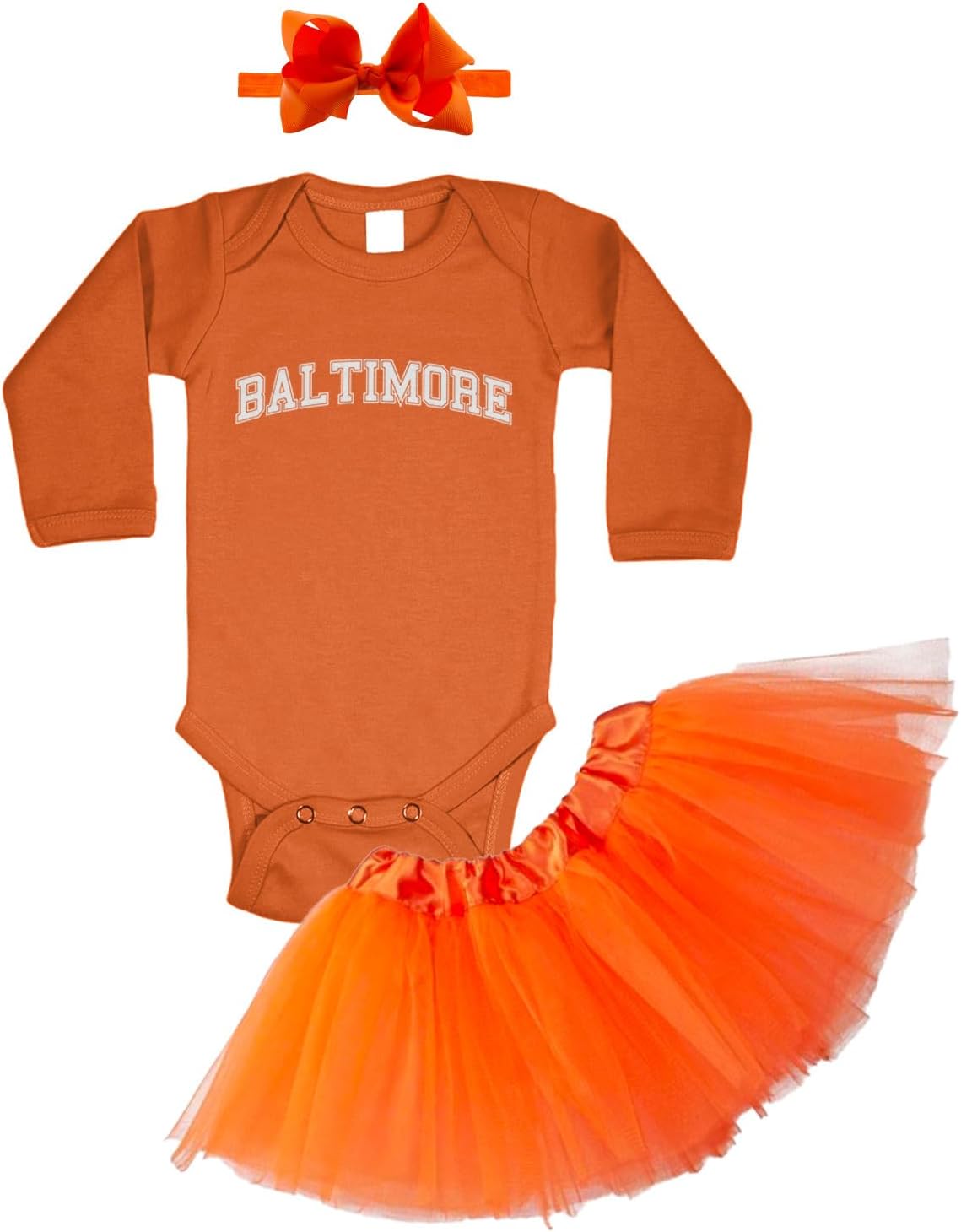 Baltimore - State Proud Strong Pride Sports Baby Bodysuit + Tutu Skirt + Bow Headband Set