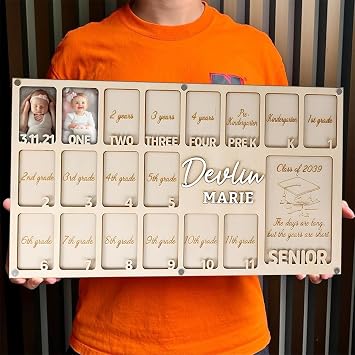 School Picture Frame Pre-K to 12, Grade School Years Photo Frame, Personalized Kindergarten To Grad School Picture Frames, School Years Wall Picture Frame K-12 Model-01