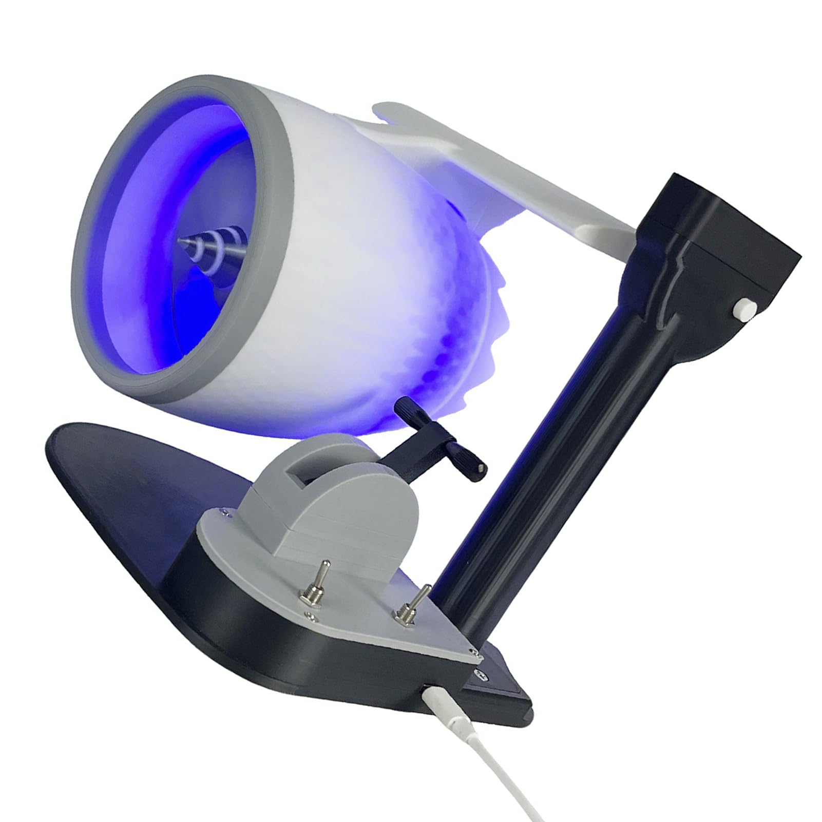 Eujgoov Wentylator Biurkowy USB 2 w 1 Przenośny Wentylator Biurkowy z Nadrukiem 3D z PLA i regulowaną prędkością Nawilżacz Efekt świetlny 50 Ml do Domu, Sypialni, Biura, Użytku w Porze Suchej (BLUE)