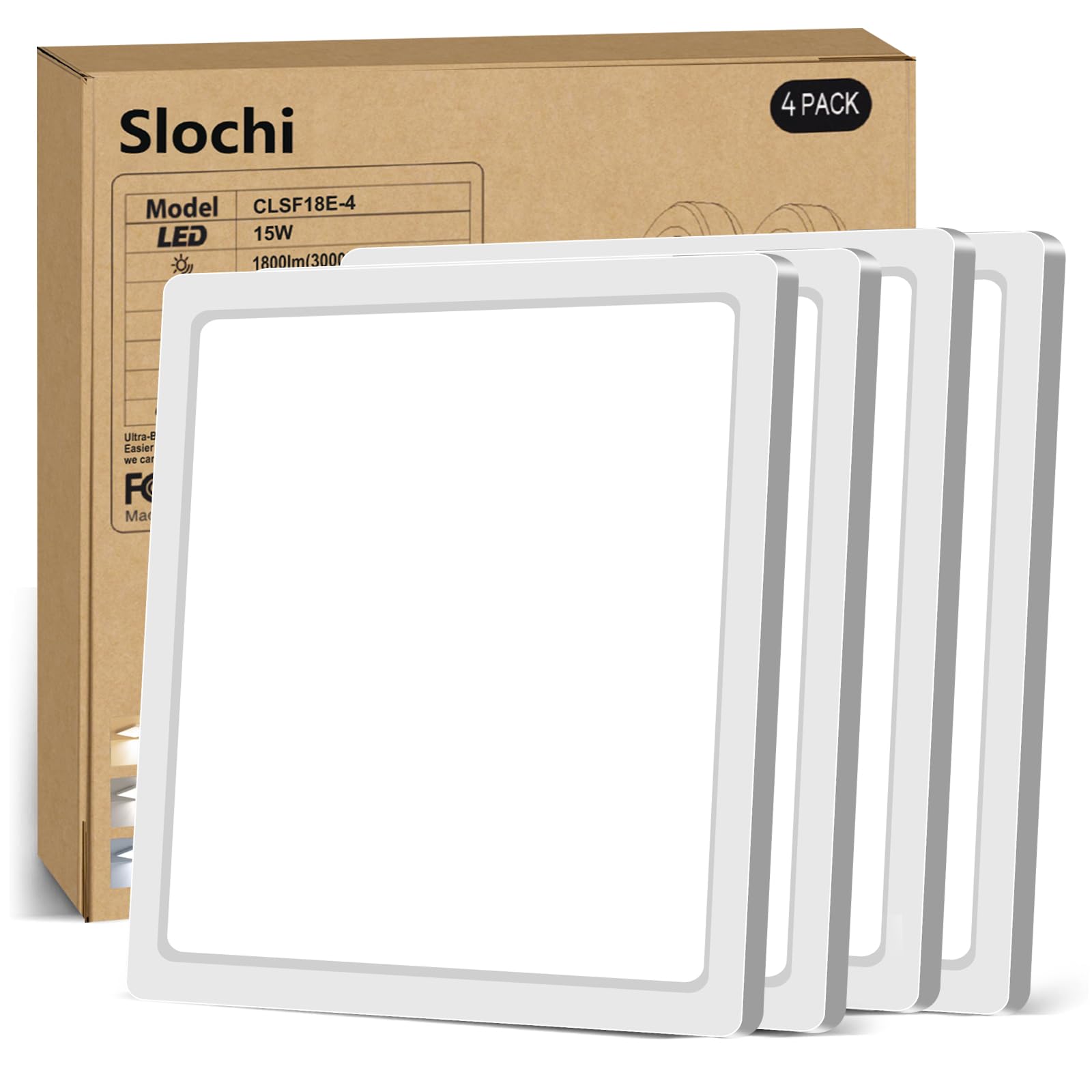 slochi 4Pack LED Ceiling Light, 3000K/4000K/6500K 3 Color Temperature, IP54 Waterproof Bathroom Light